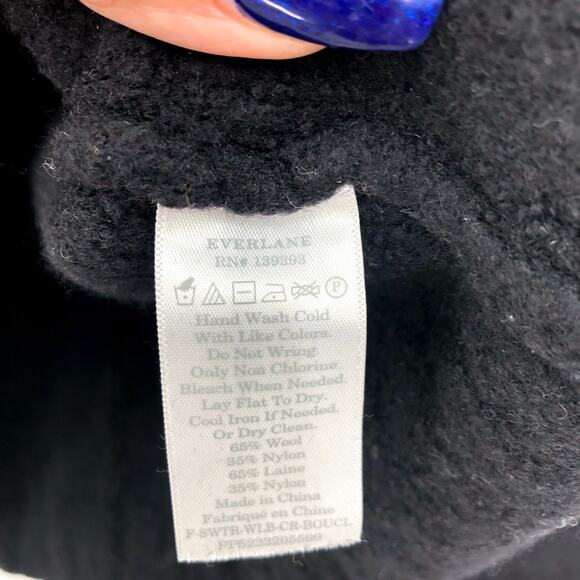 EVERLANE Women's The Teddy Wool Blend Crew Neck Sweater Large Black Cropped NWT - Picture 8 of 9
